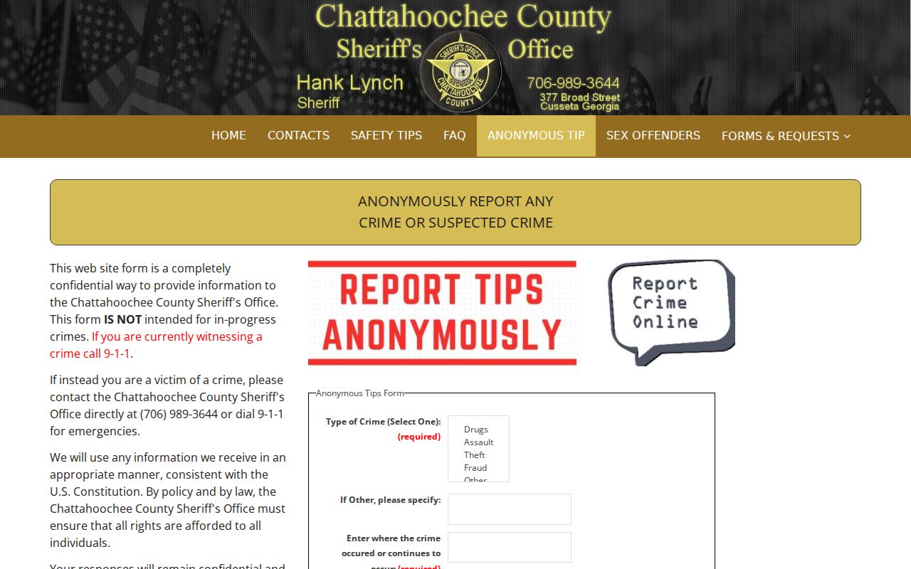 Chattahoochee County most wanted anonymous tip form source
