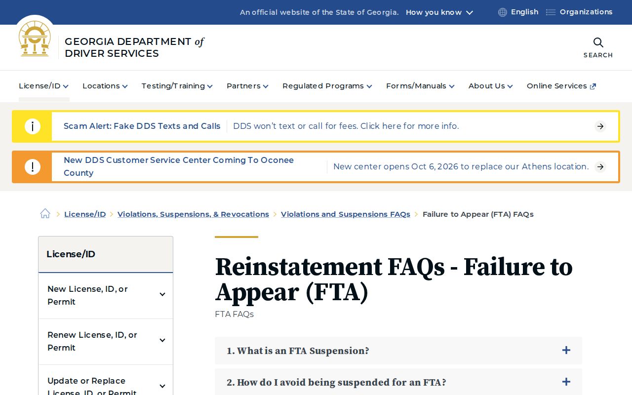 Chattahoochee County traffic warrant FTA suspension and release guidance