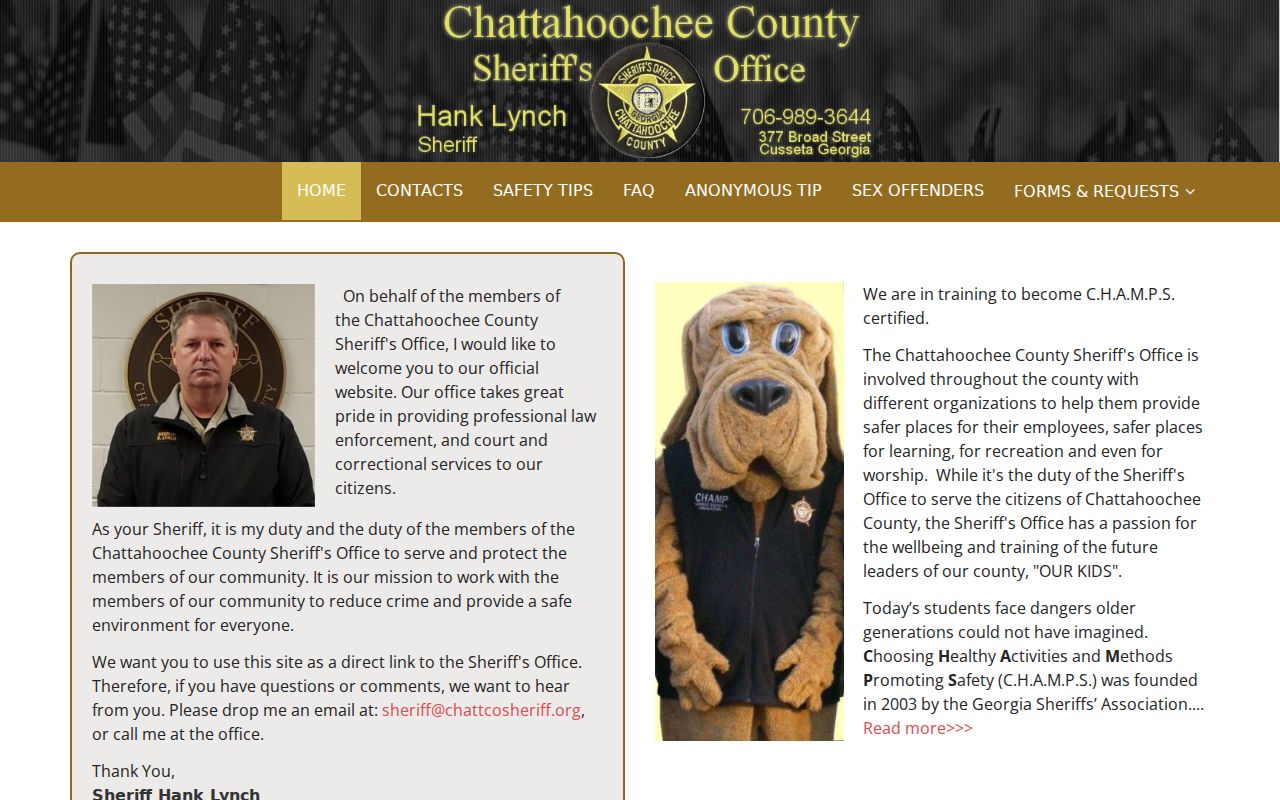 Chattahoochee County warrant contact routes on the official sheriff website
